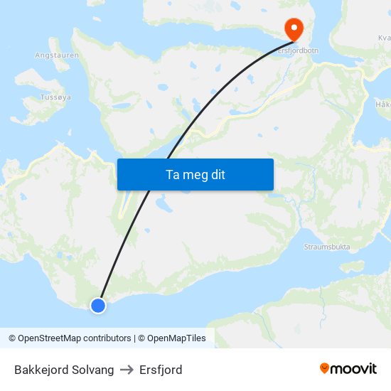 Bakkejord Solvang to Ersfjord map