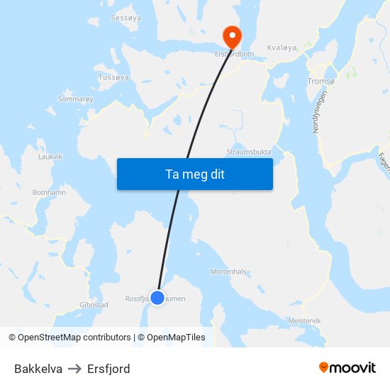Bakkelva to Ersfjord map