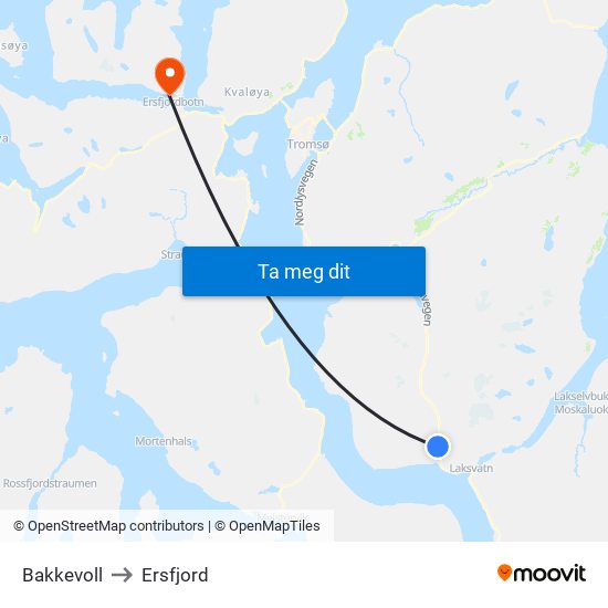 Bakkevoll to Ersfjord map