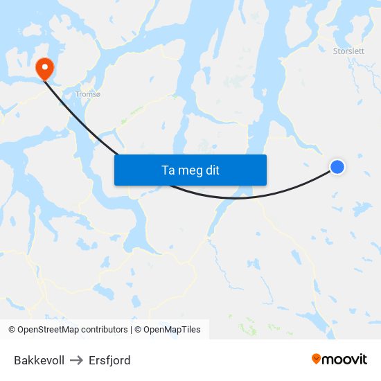 Bakkevoll to Ersfjord map
