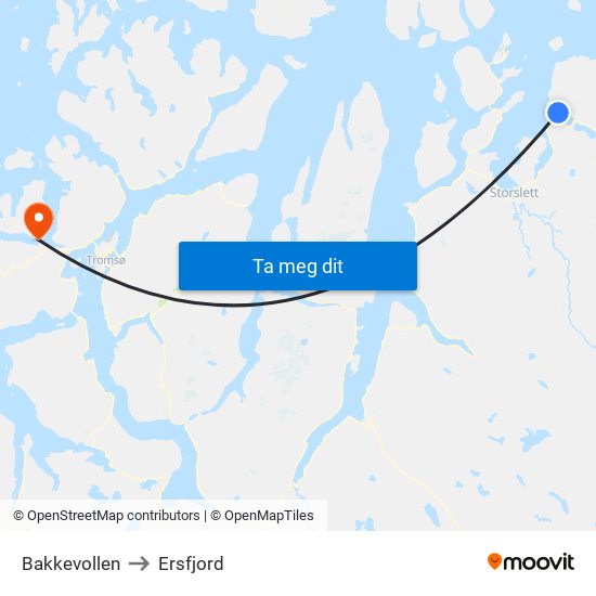 Bakkevollen to Ersfjord map