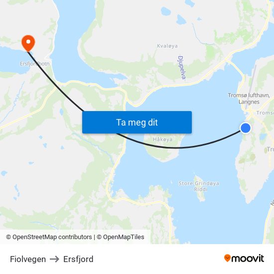Fiolvegen to Ersfjord map