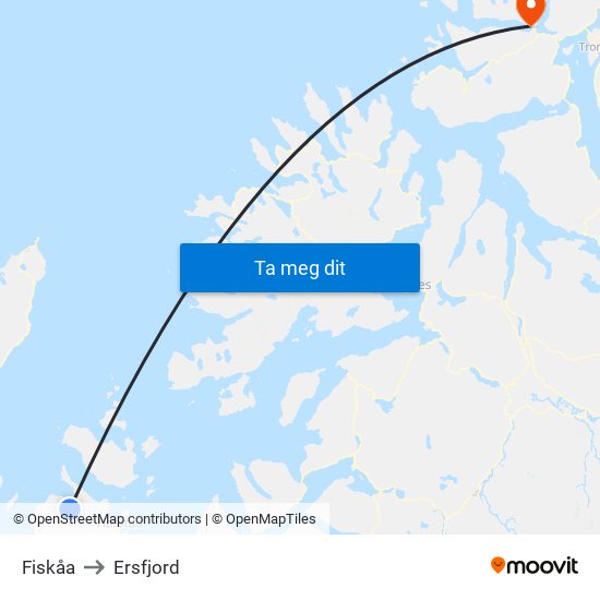 Fiskåa to Ersfjord map