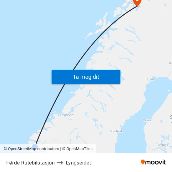 Førde Rutebilstasjon to Lyngseidet map