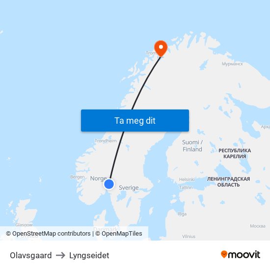 Olavsgaard to Lyngseidet map