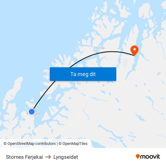 Stornes Ferjekai to Lyngseidet map