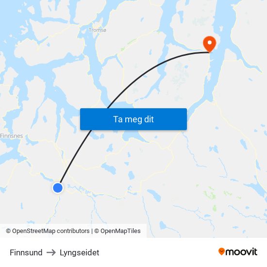 Finnsund to Lyngseidet map