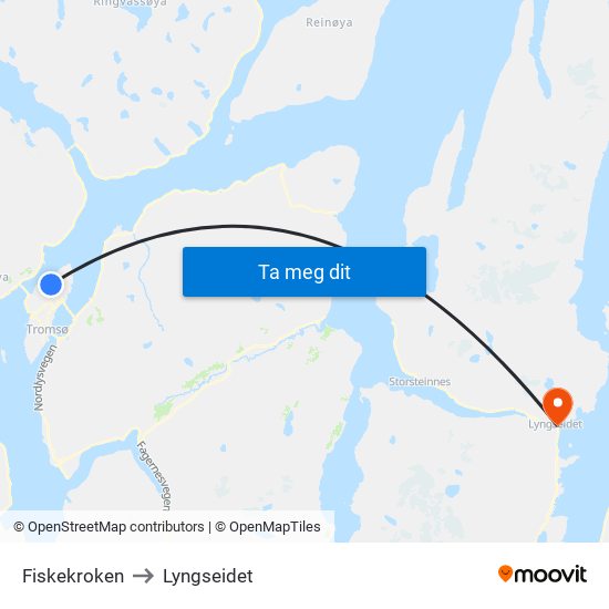 Fiskekroken to Lyngseidet map