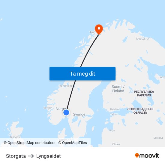 Storgata to Lyngseidet map