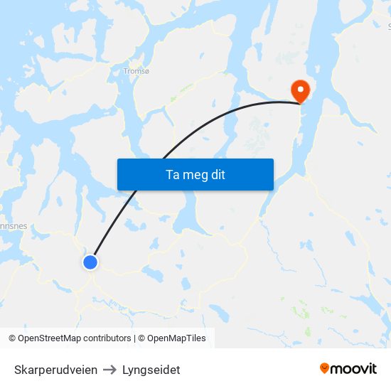 Skarperudveien to Lyngseidet map