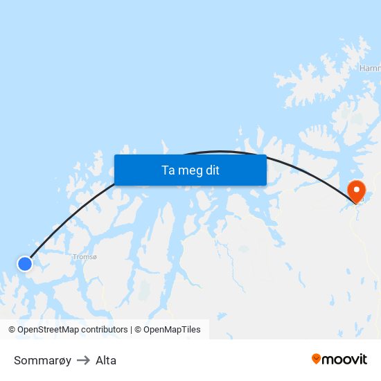 Sommarøy to Alta map