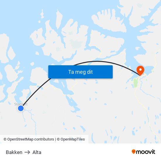 Bakken to Alta map