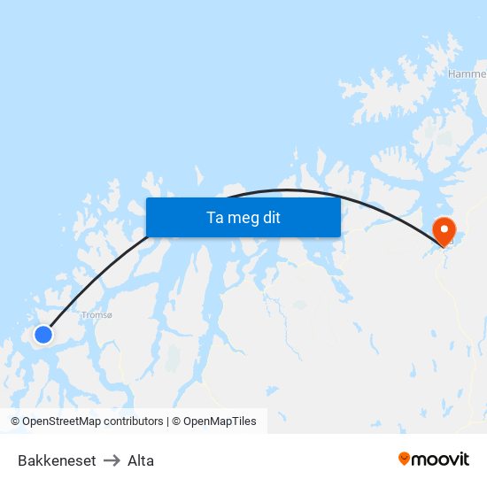 Bakkeneset to Alta map