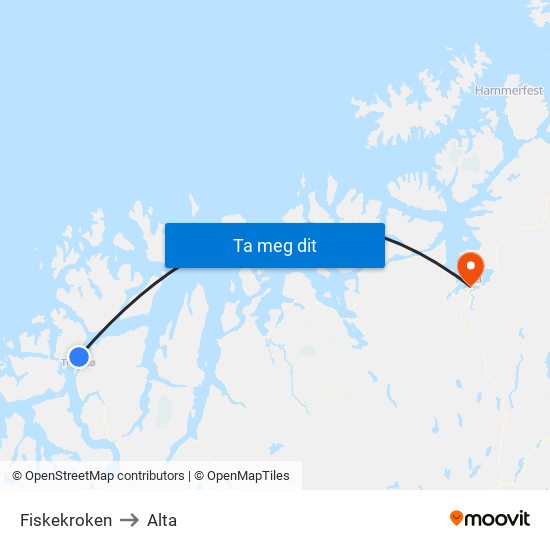 Fiskekroken to Alta map