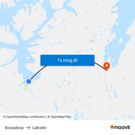 Bossekop to Lakselv map