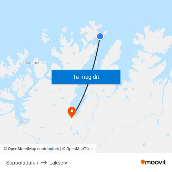 Seppoladalen to Lakselv map