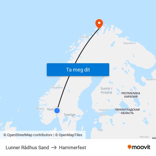 Lunner Rådhus Sand to Hammerfest map