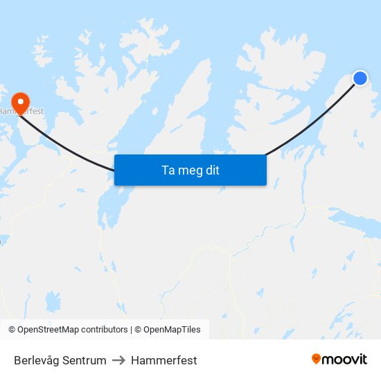 Berlevåg Sentrum to Hammerfest map