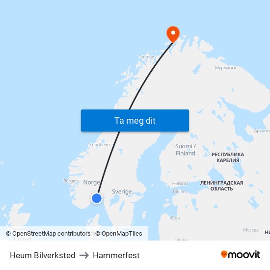 Heum Bilverksted to Hammerfest map