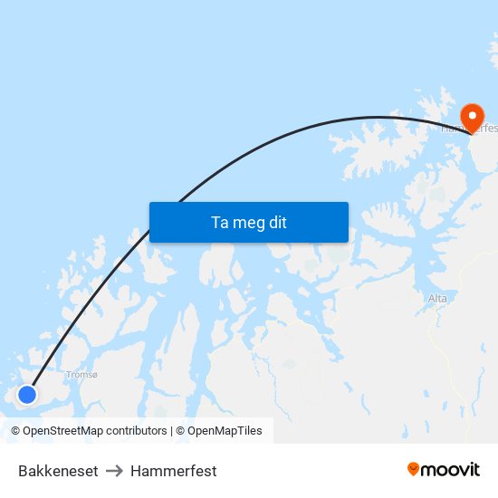 Bakkeneset to Hammerfest map
