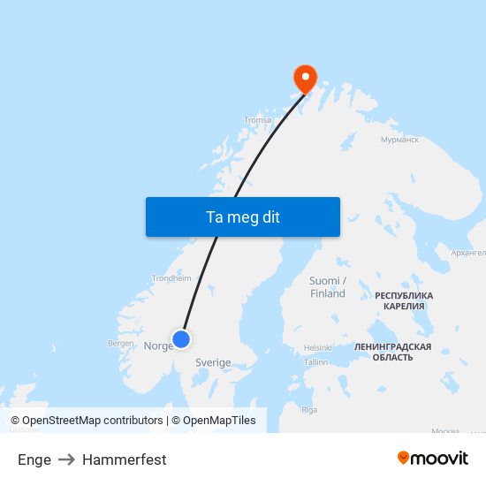 Enge to Hammerfest map