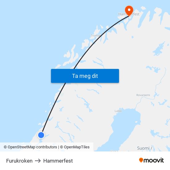 Furukroken to Hammerfest map