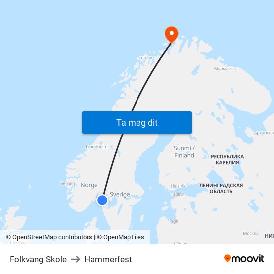 Folkvang Skole to Hammerfest map