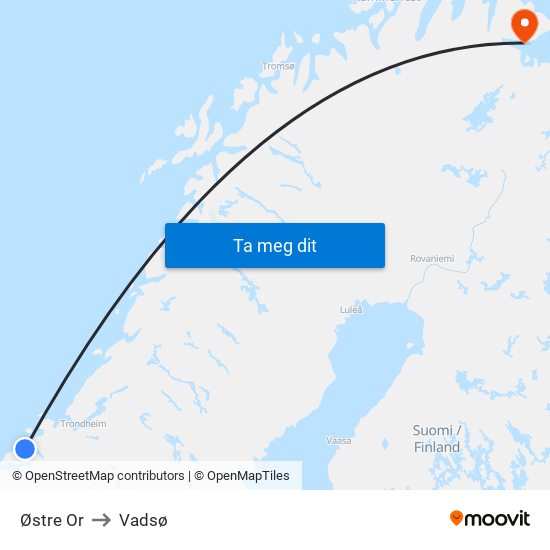 Østre Or to Vadsø map