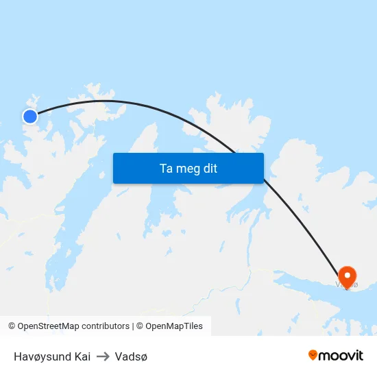 Havøysund Kai to Vadsø map
