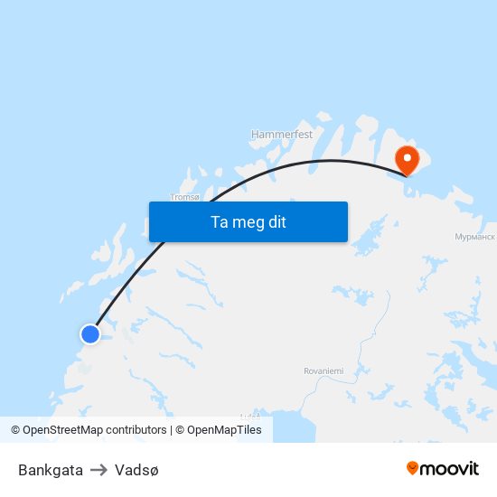 Bankgata to Vadsø map