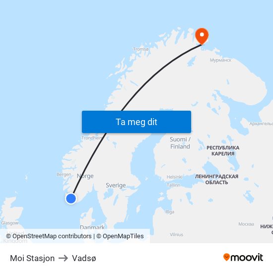 Moi Stasjon to Vadsø map