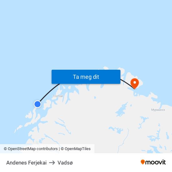 Andenes Ferjekai to Vadsø map