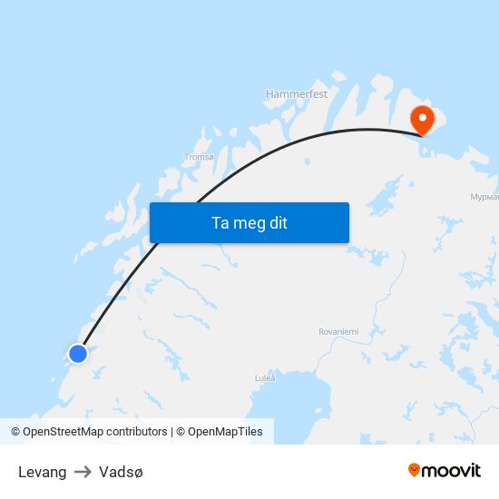 Levang to Vadsø map