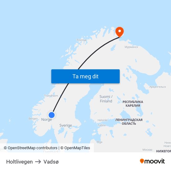 Holtlivegen to Vadsø map