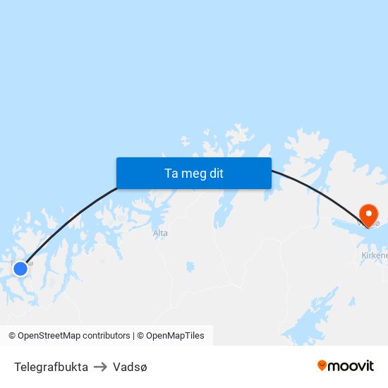 Telegrafbukta to Vadsø map