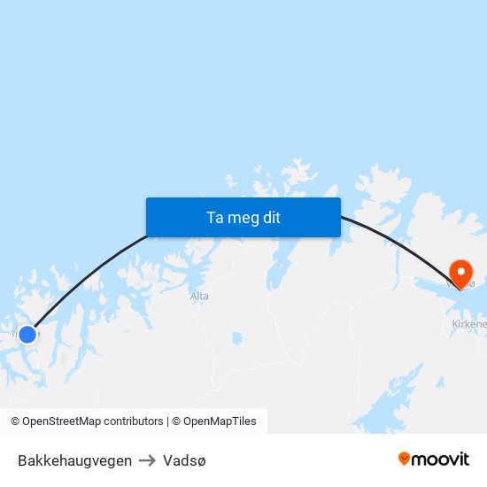 Bakkehaugvegen to Vadsø map
