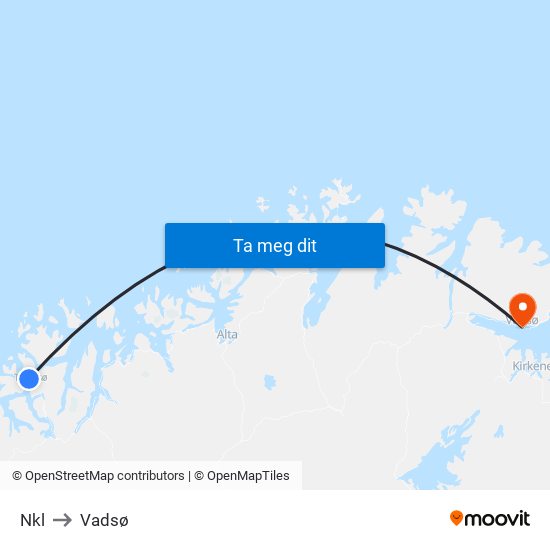 Nkl to Vadsø map