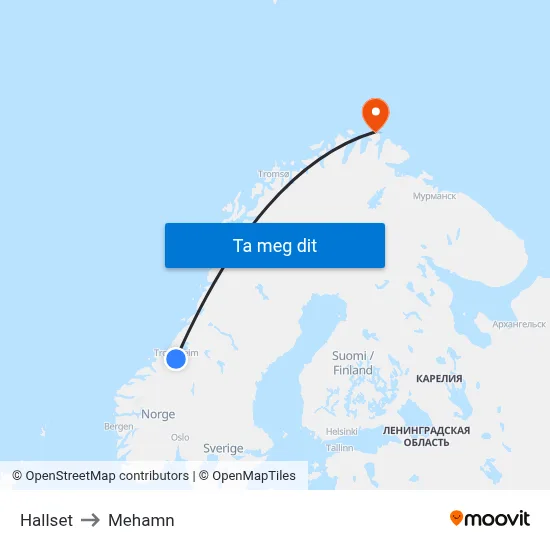 Hallset to Mehamn map