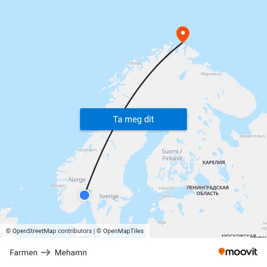 Farmen to Mehamn map