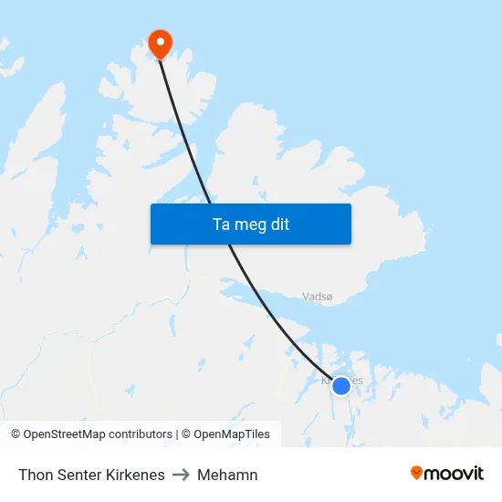 Thon Senter Kirkenes to Mehamn map