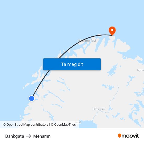 Bankgata to Mehamn map