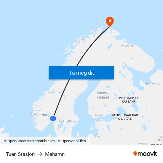 Tuen Stasjon to Mehamn map