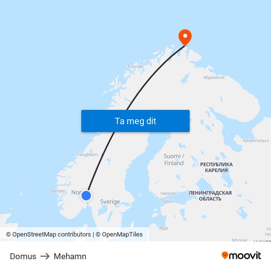 Domus to Mehamn map