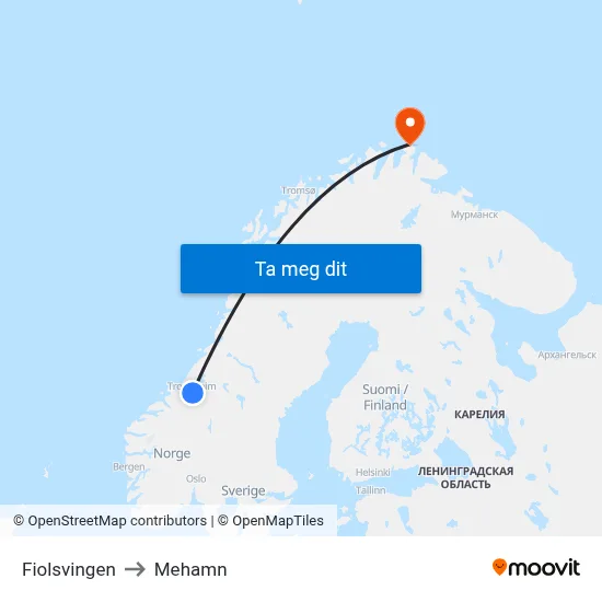 Fiolsvingen to Mehamn map