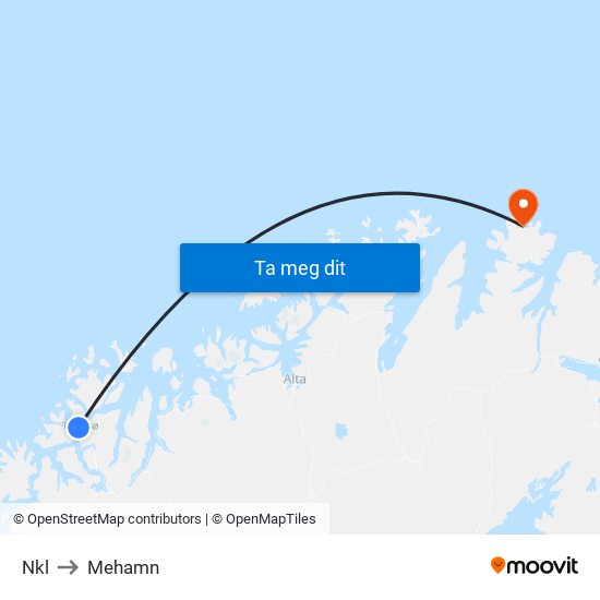 Nkl to Mehamn map