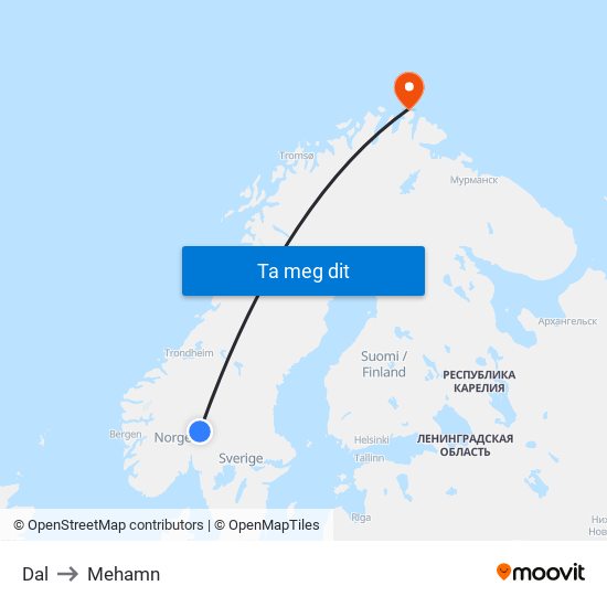 Dal to Mehamn map