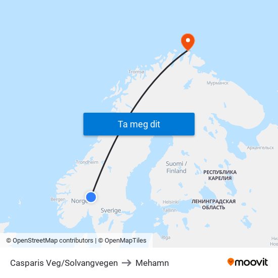 Casparis Veg/Solvangvegen to Mehamn map