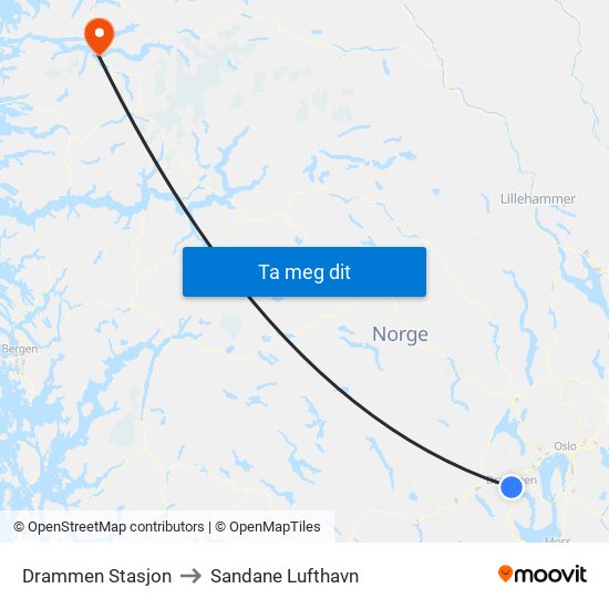 Drammen Stasjon to Sandane Lufthavn map