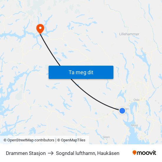 Drammen Stasjon to Sogndal lufthamn, Haukåsen map