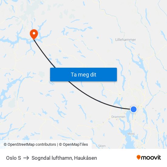 Oslo S to Sogndal lufthamn, Haukåsen map
